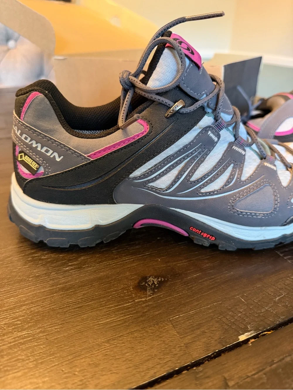 Salomon Women's Gray and Purple Goretex Trail Sneakers